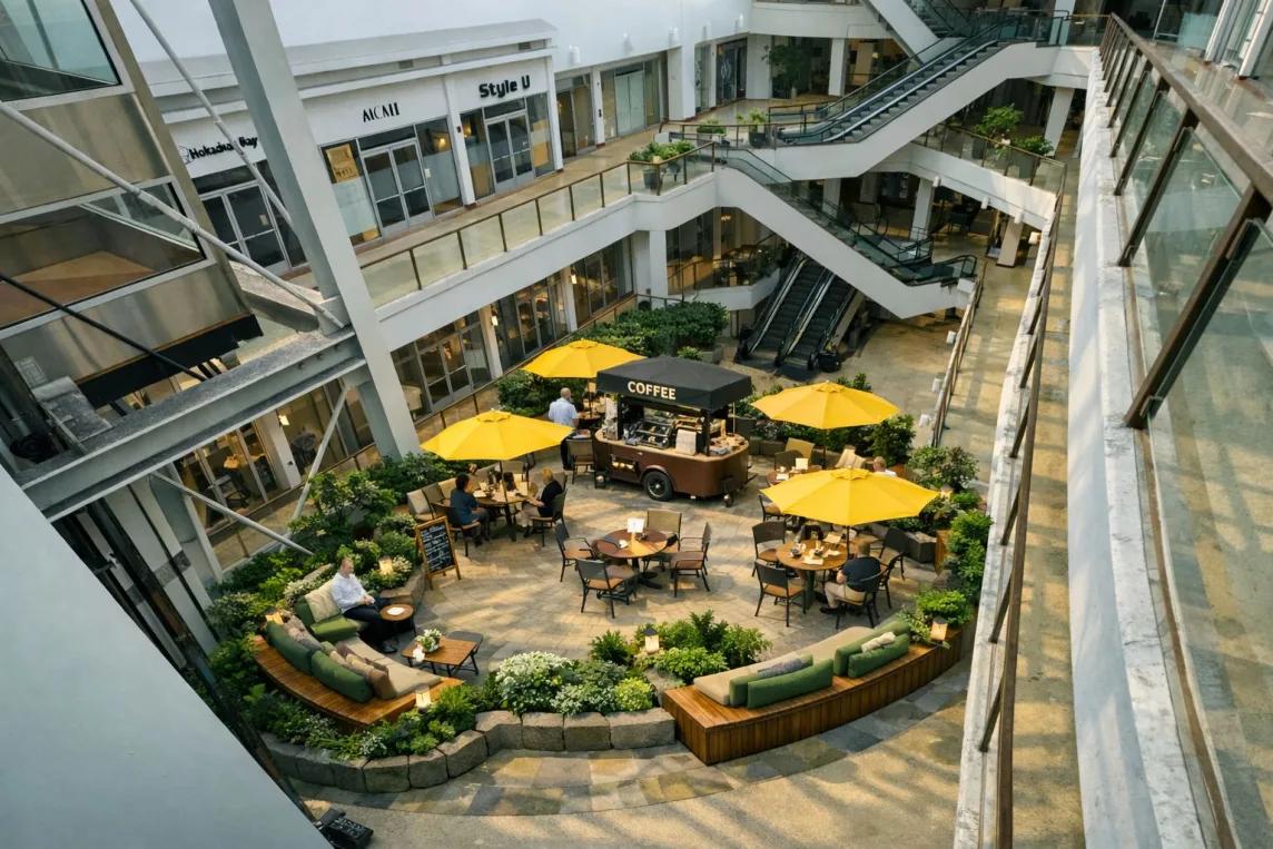 1458 Atrium shared seating and public space concept